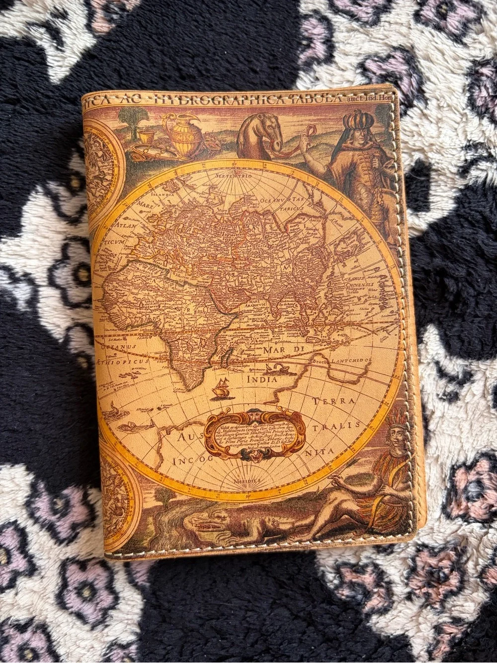 Vintage Map Leather Passport Holder